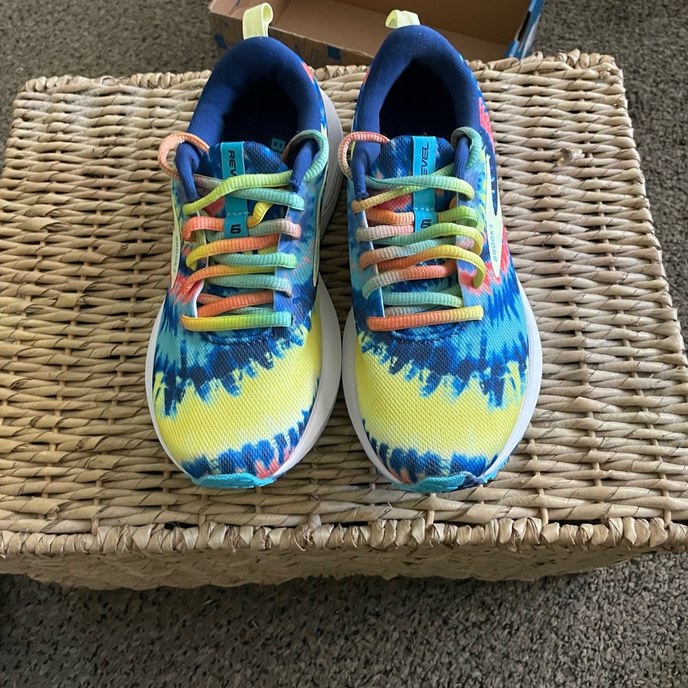Brooks Revel Sneakers - Blue, Yellow, and Orange Tye Dye - Picture 4 of 9